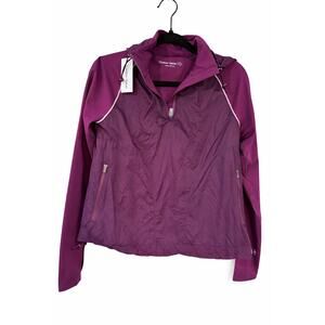 Outdoor Voices Trail Jacket Womens Small Plum 1/2 Zip Hooded Windbreaker